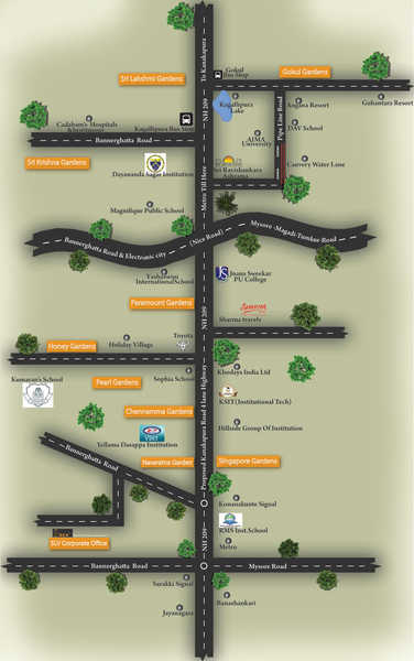 Sri Krishna Gardens Route Map - Prime Location in Kaggalipura